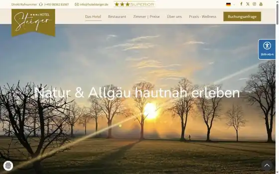 Screenshot der Website Hotel Steiger