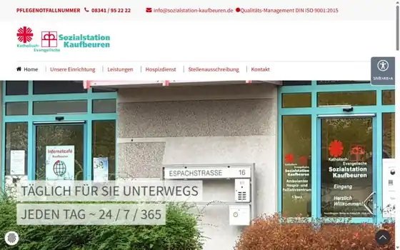 Screenshot der Website Sozialstation Kaufbeuren